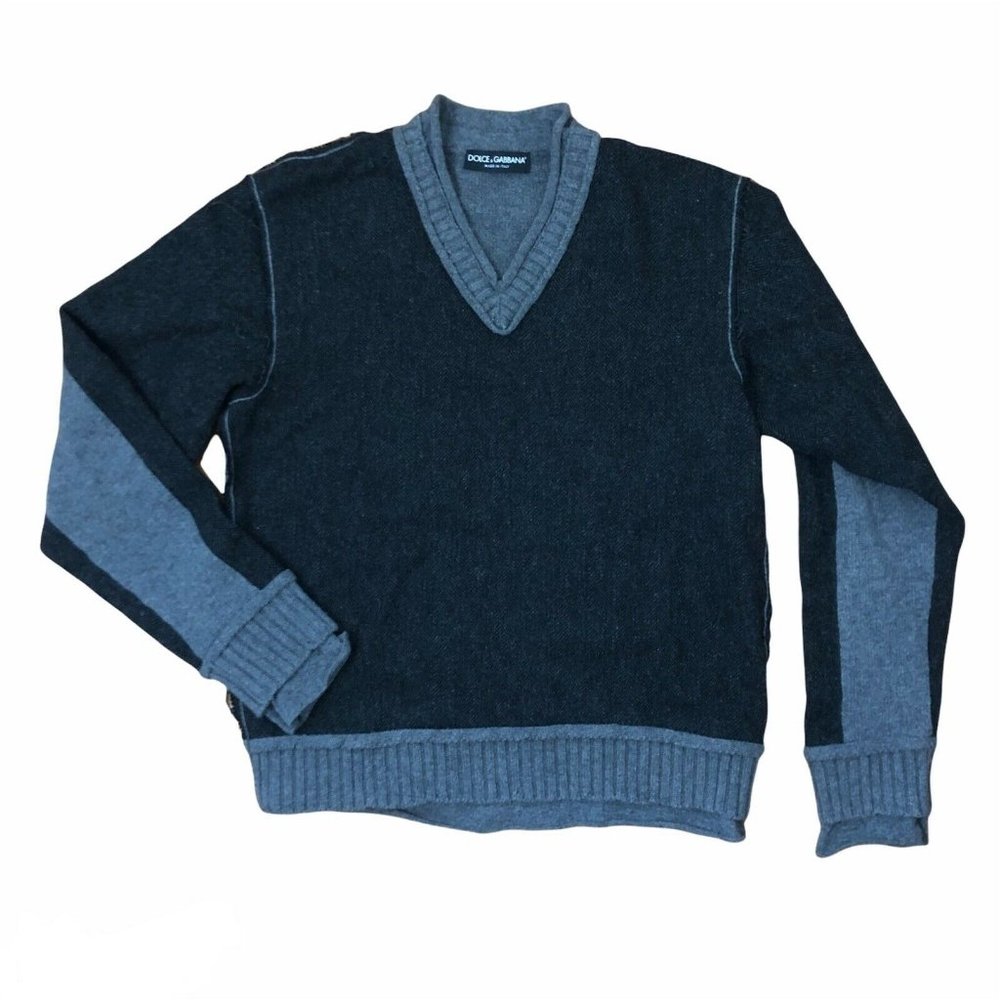 Dolce & Gabbana Men's 85% Virgin Wool Size 50/L Gray Factory Distressed Sweater